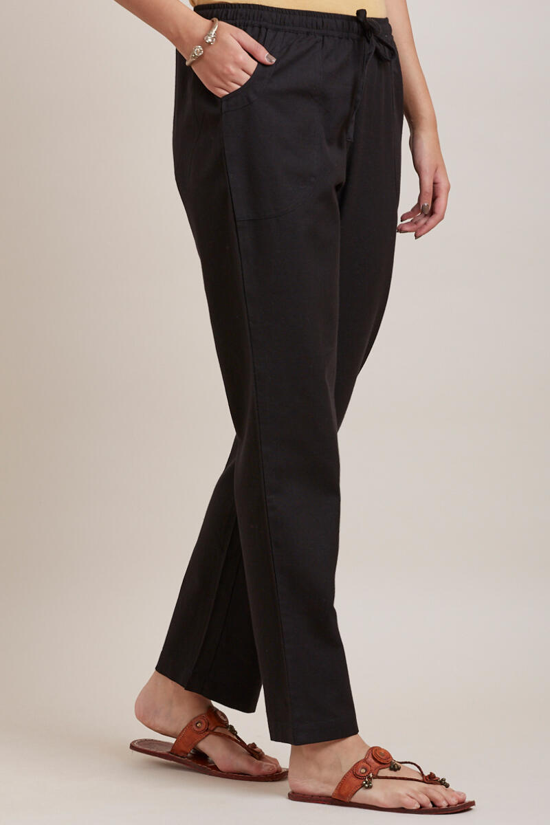 Black Handcrafted Cotton Pants