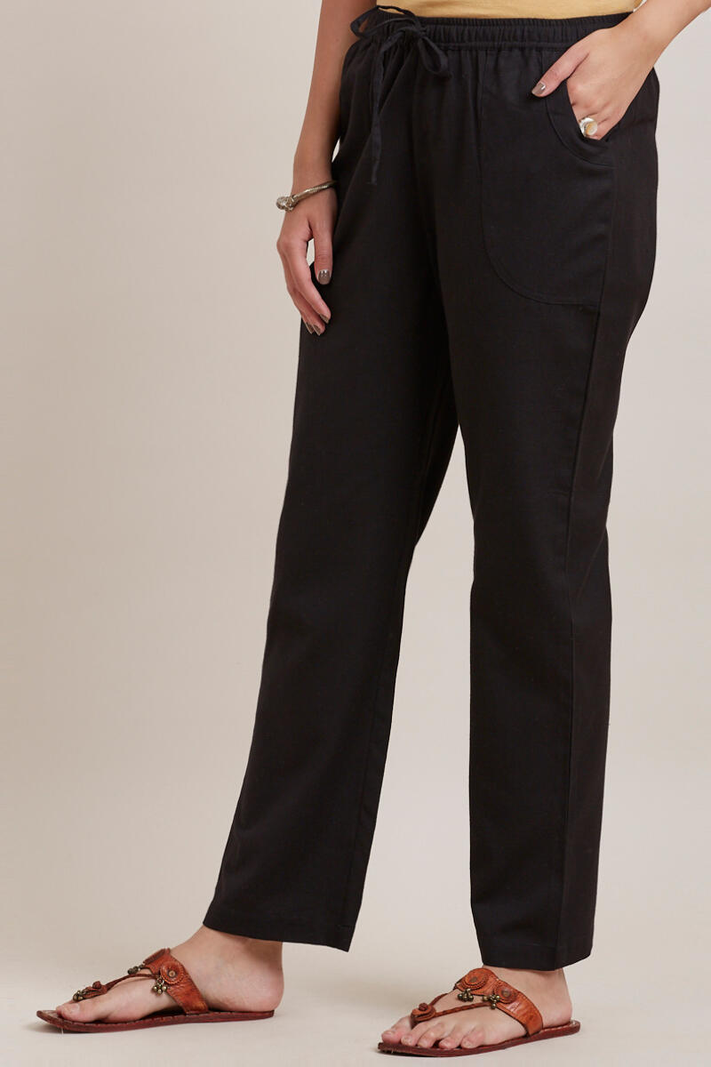 Black Handcrafted Cotton Pants