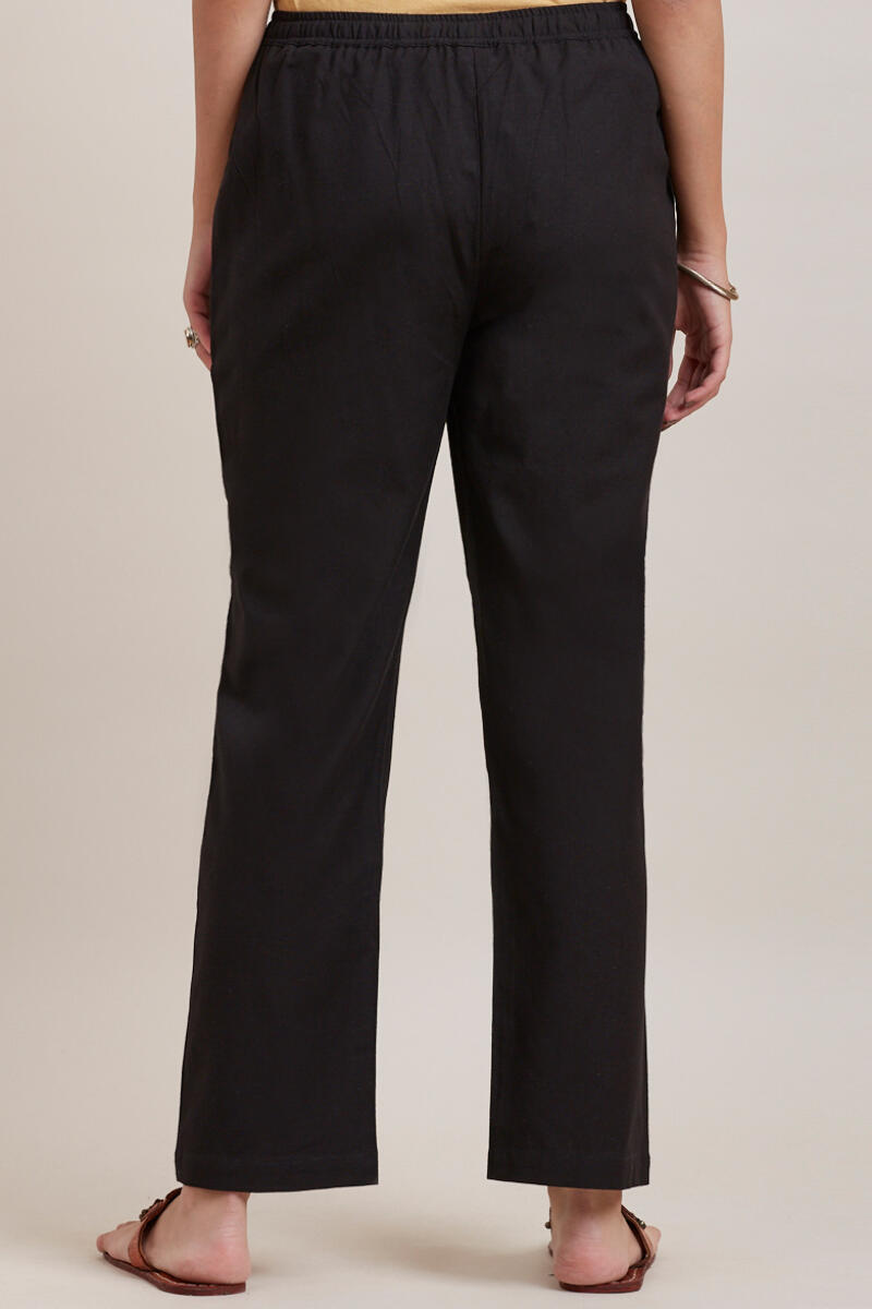 Black Handcrafted Cotton Pants