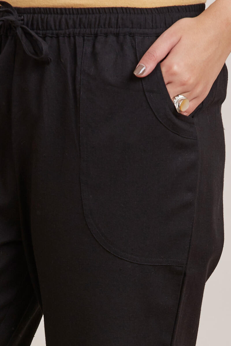 Black Handcrafted Cotton Pants