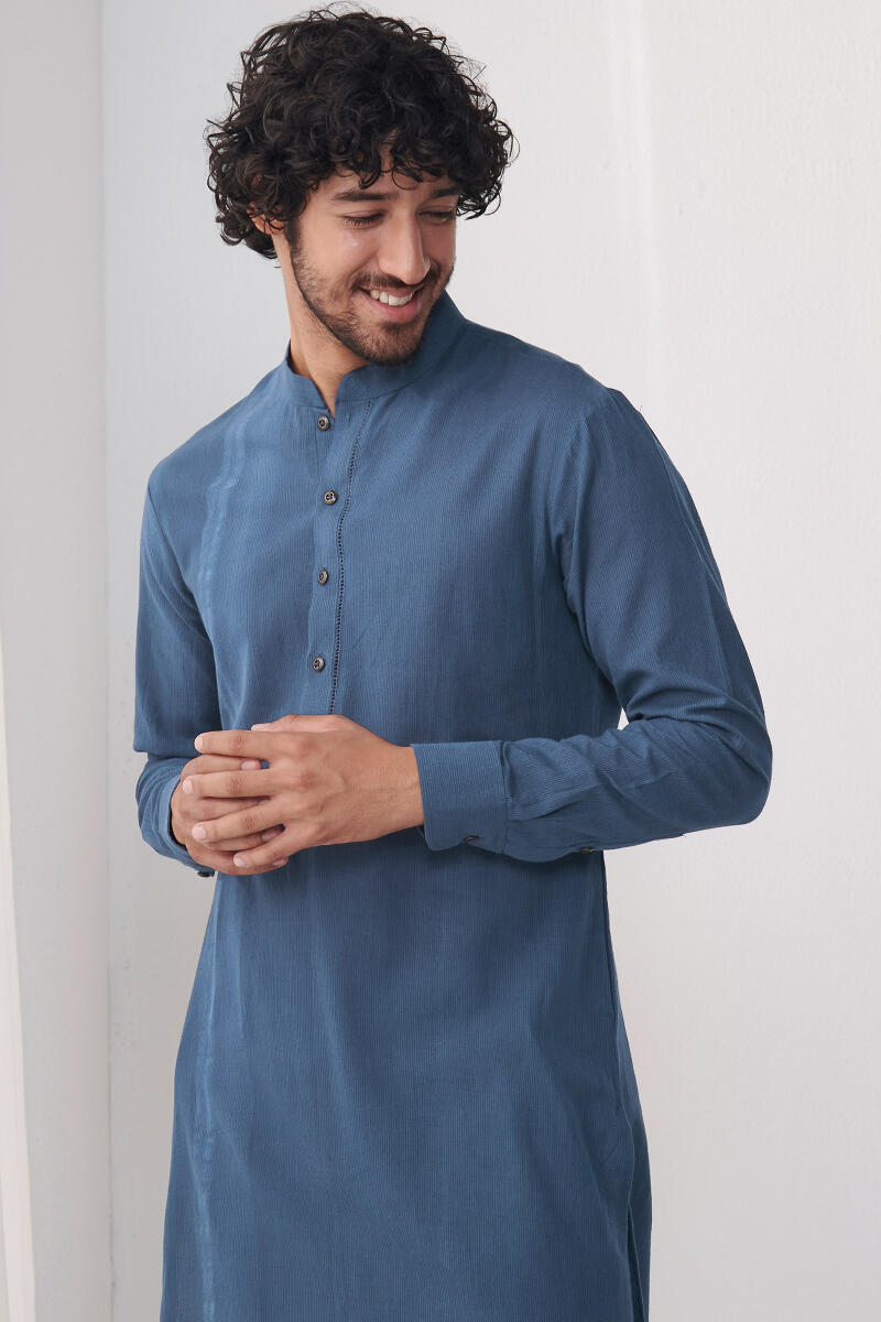 Blue Handcrafted Cotton Kurta