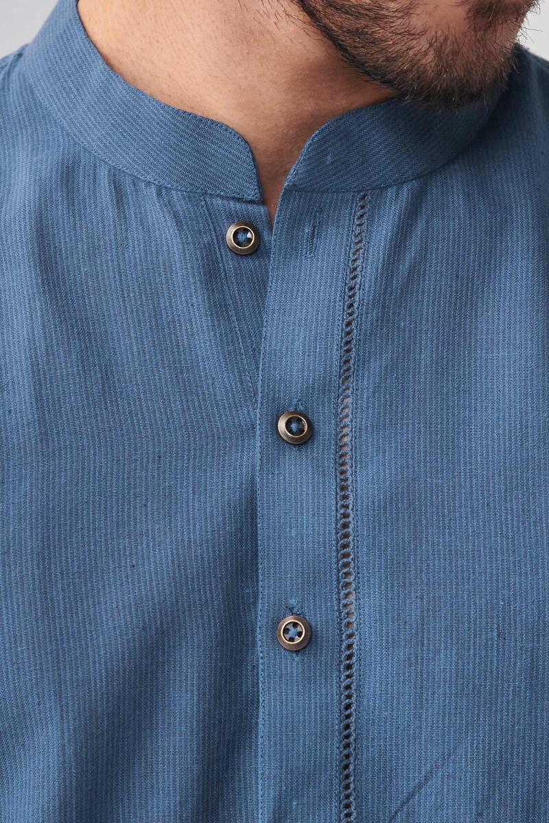 Blue Handcrafted Cotton Kurta