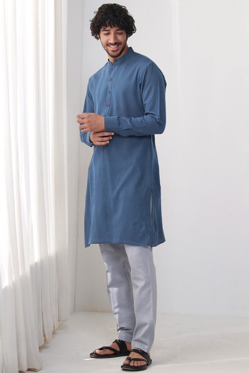 Blue Handcrafted Cotton Kurta