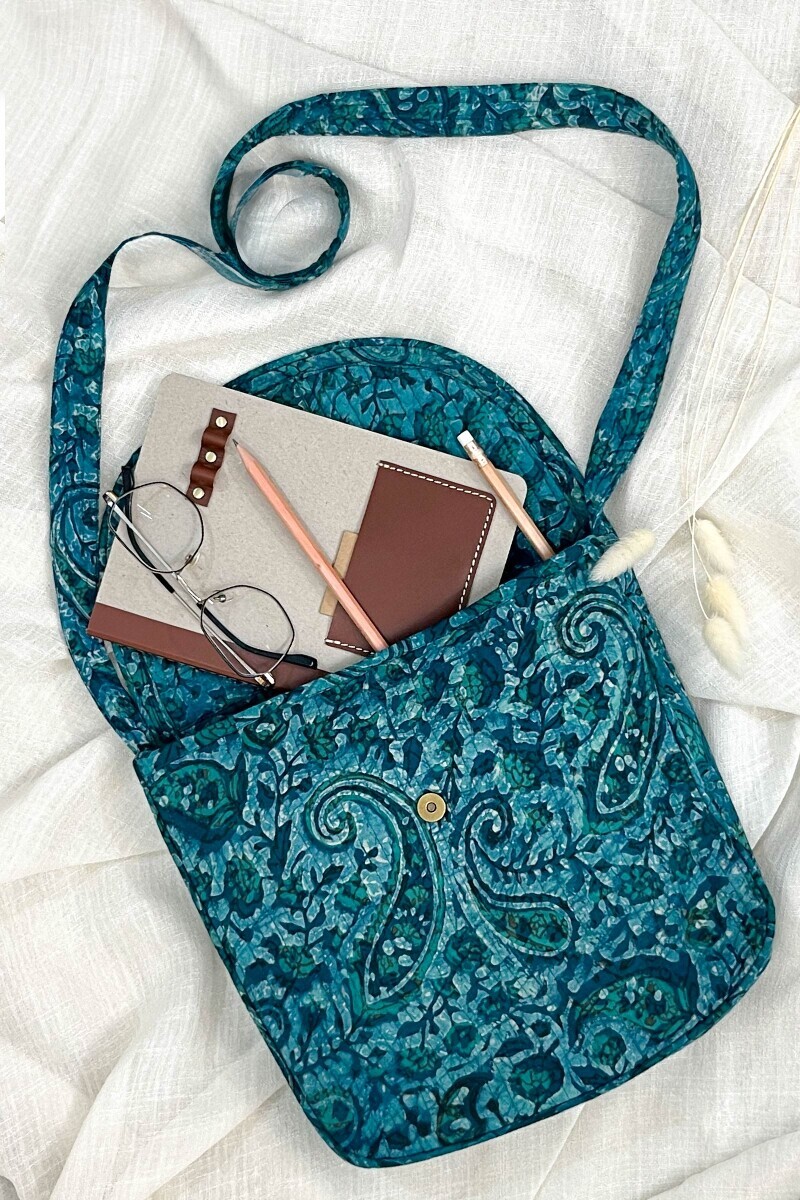 Akola Hand Block-Printed Viscose Crossbody Bag