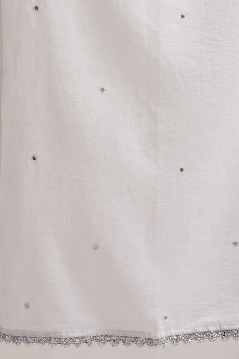 White Handcrafted Cotton Dupatta