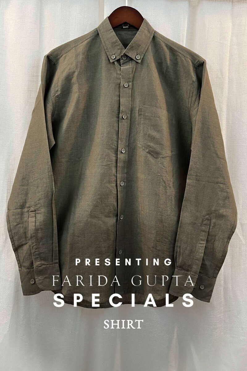 FG Specials: 1 Of 1- Men's Green Handcrafted Cotton Linen Shirt