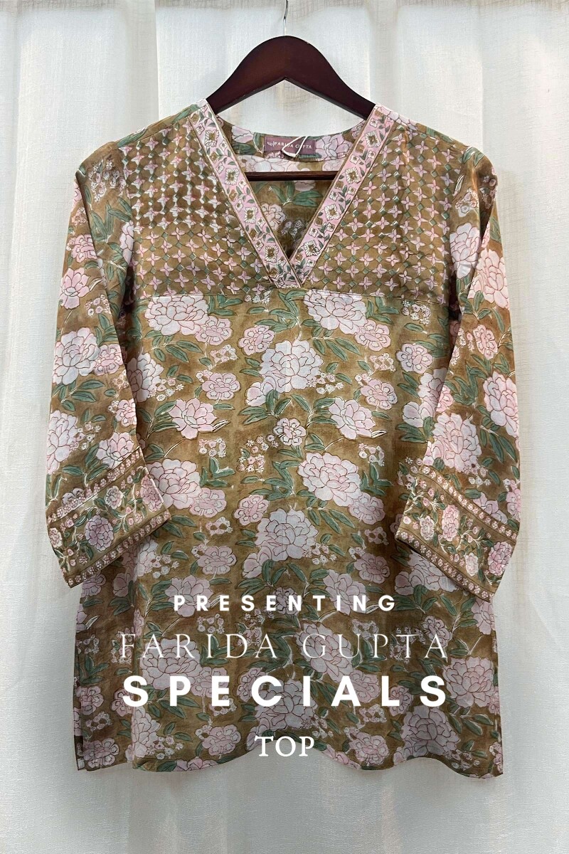 FG Specials: 1 of 1- Brown Hand Block-Printed Modal Top