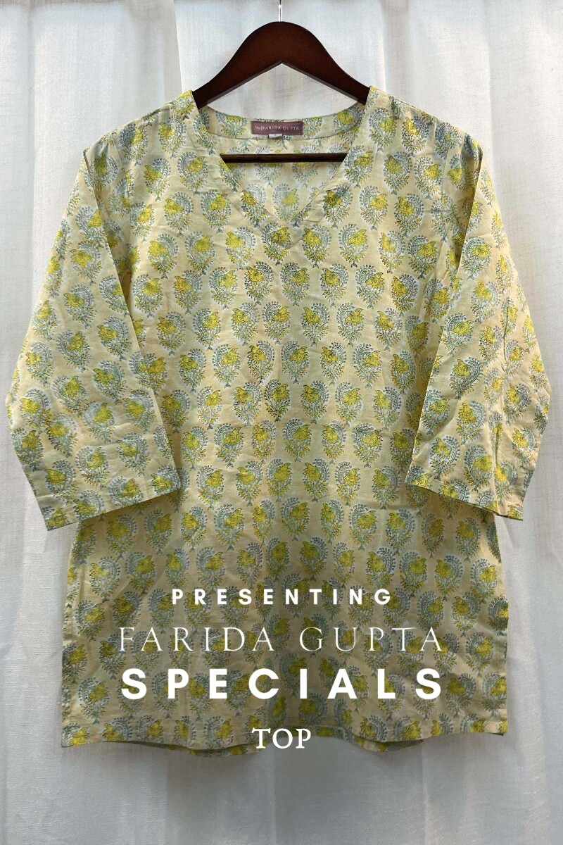 FG Specials: 1 of 1- Yellow Hand Block-Printed Cotton Top