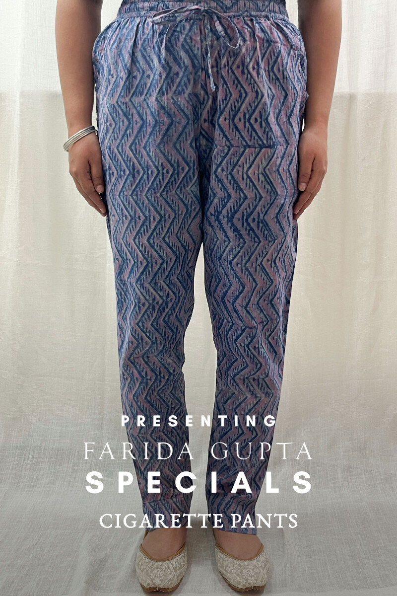 Akola Hand Block-Printed Cotton Cigarette Pants