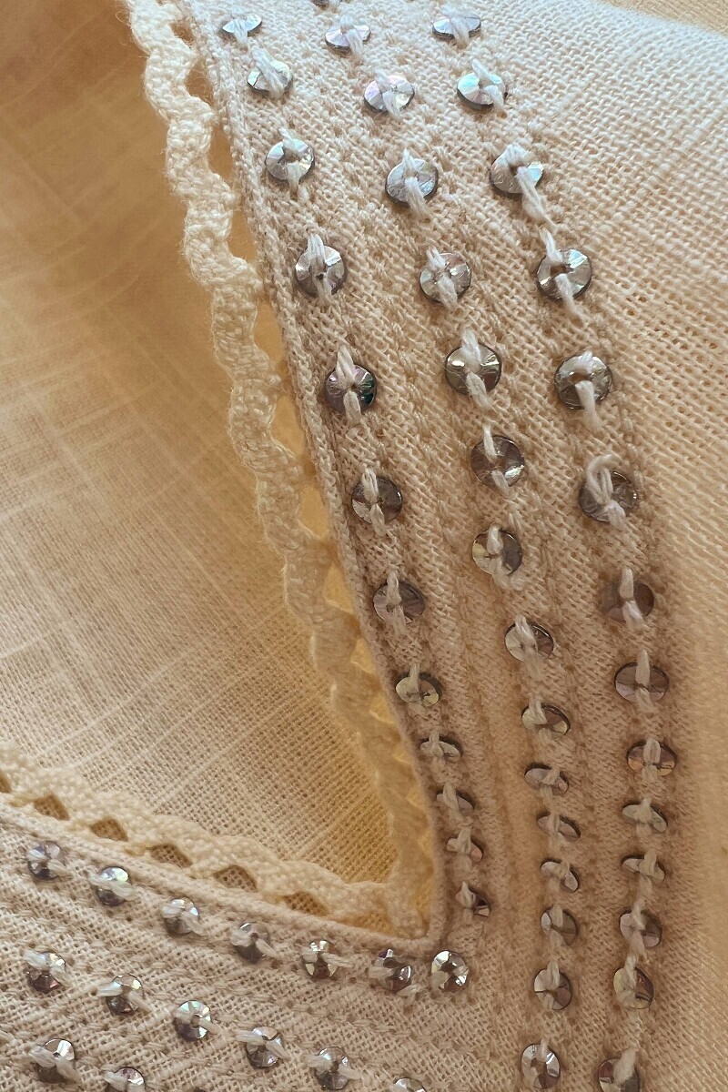 Cream Handcrafted Straight Gauze Slub Kurta