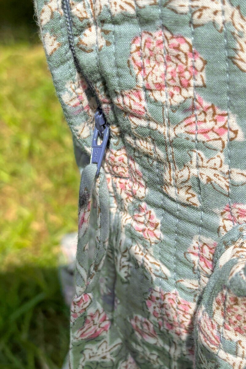 Grey Hand Block Printed Cotton Backpack