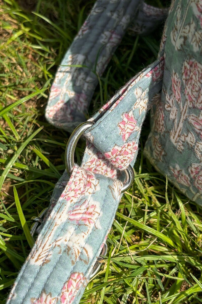 Grey Hand Block Printed Cotton Backpack