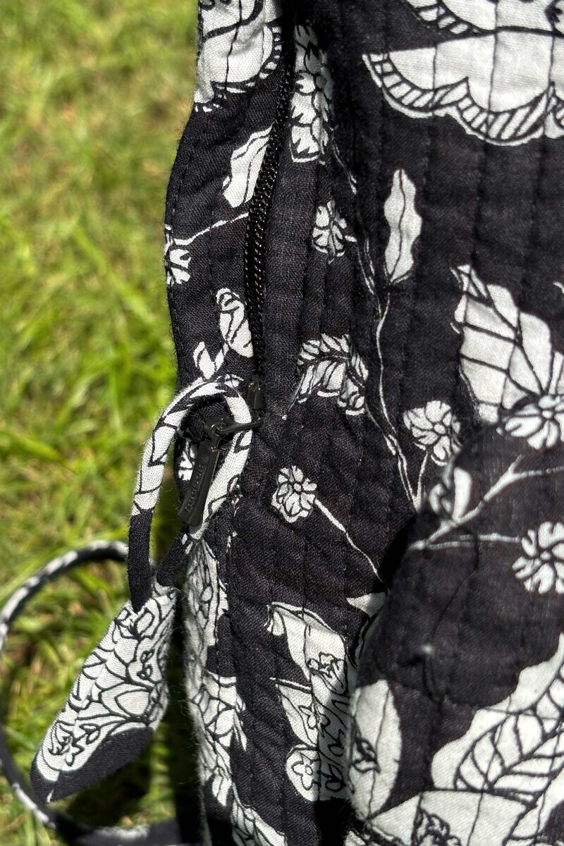 Black Hand Printed Cotton Backpack