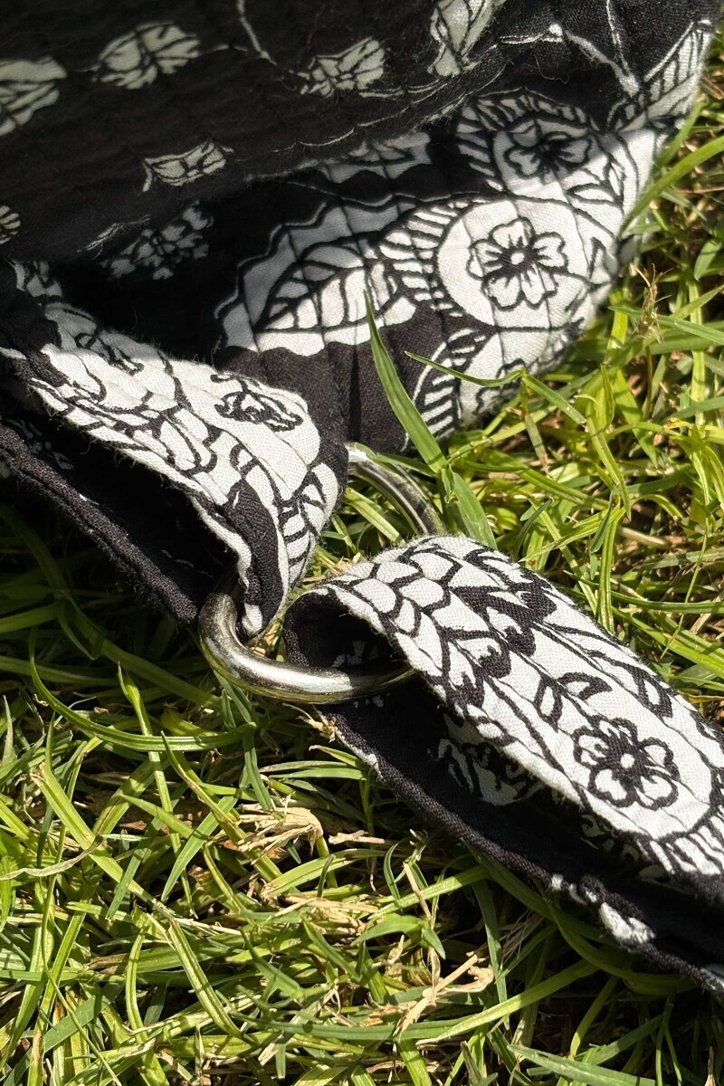 Black Hand Printed Cotton Backpack