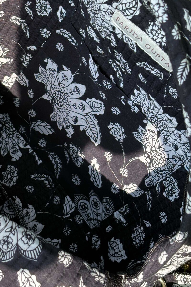 Black Hand Printed Cotton Backpack