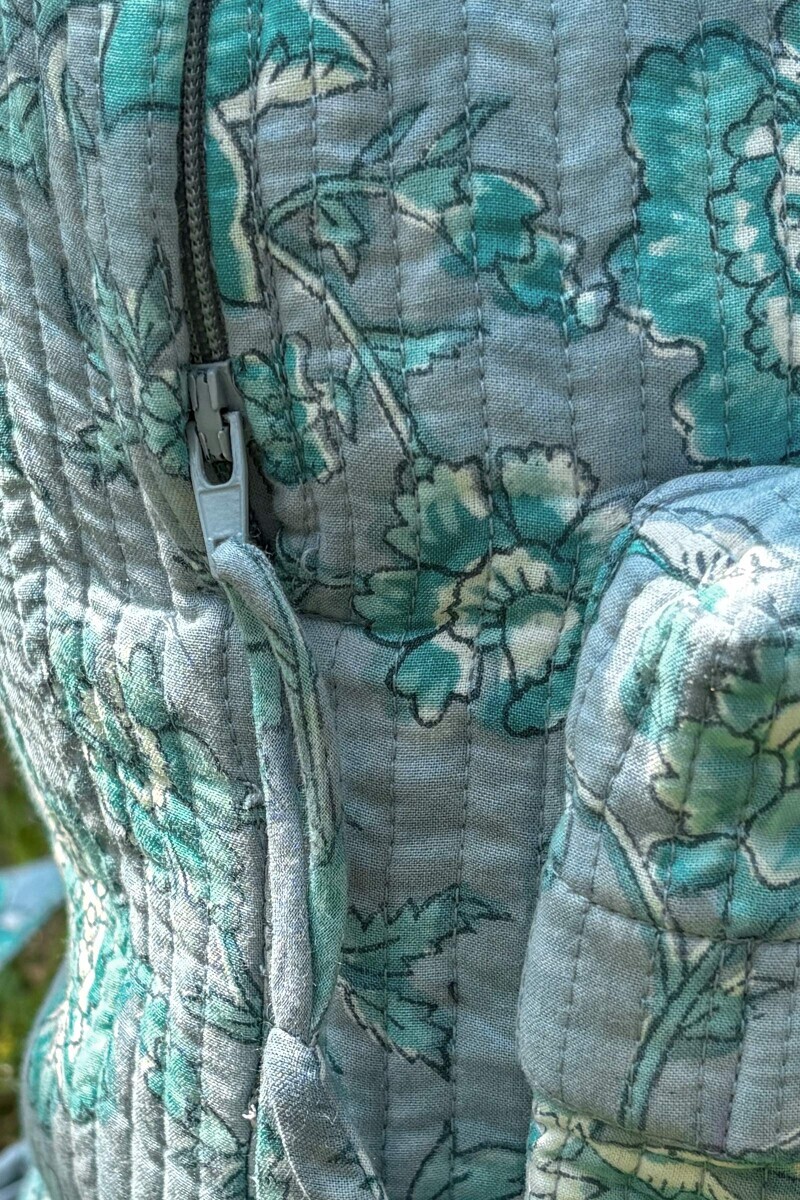 Grey Hand Block Printed Cotton Backpack