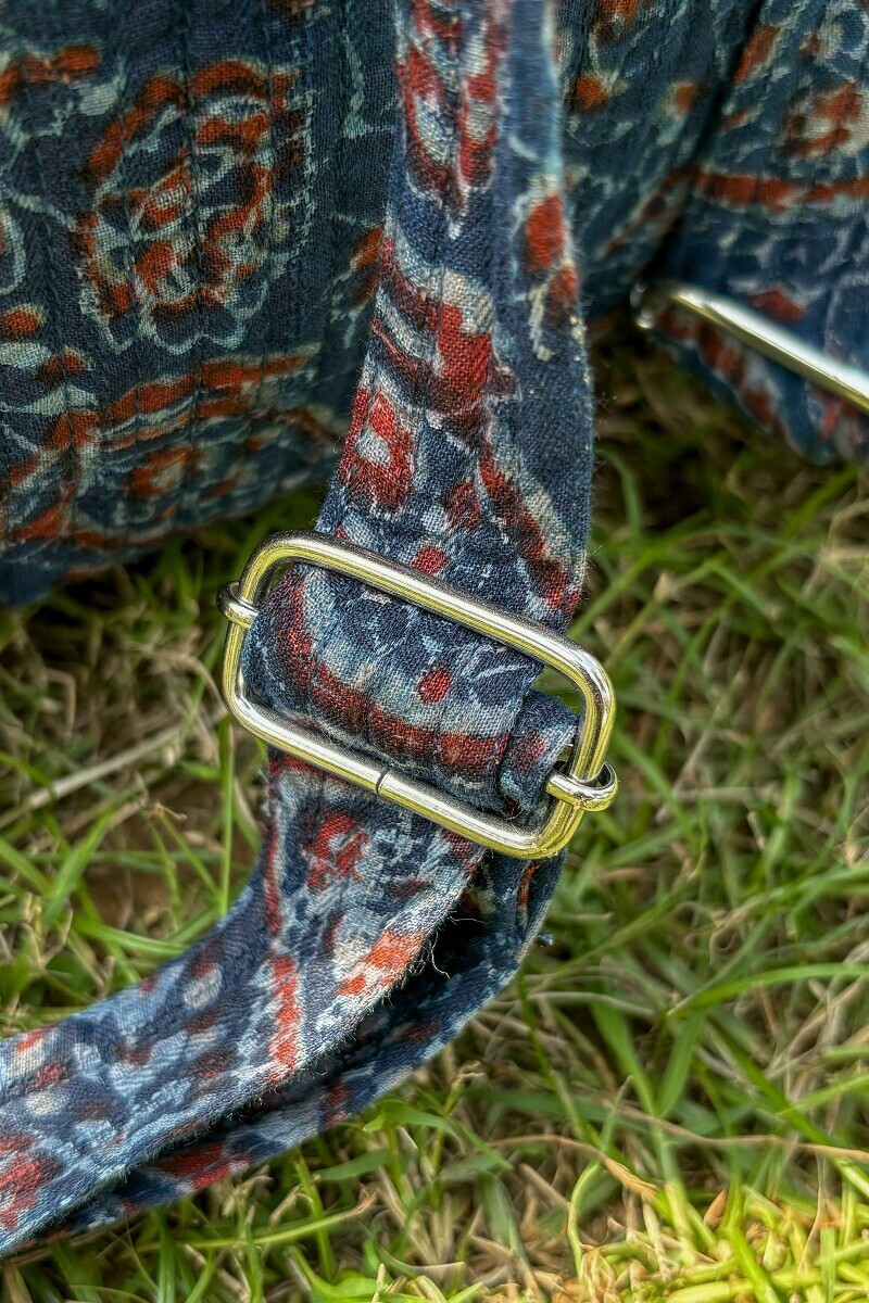 Blue Hand Block Printed Cotton Dobby Backpack