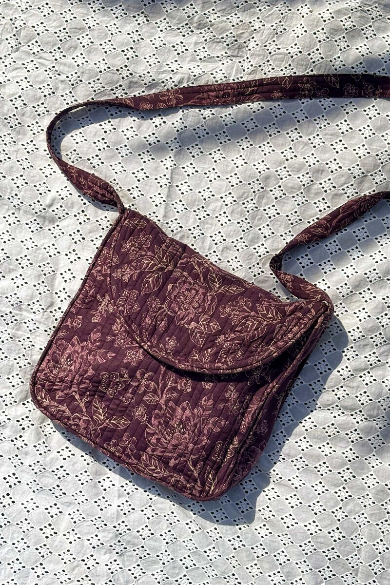 Peach Hand Block Printed Cotton Cross Body Bag