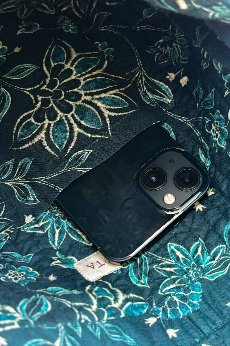Blue Printed Cotton Cross Body Bag
