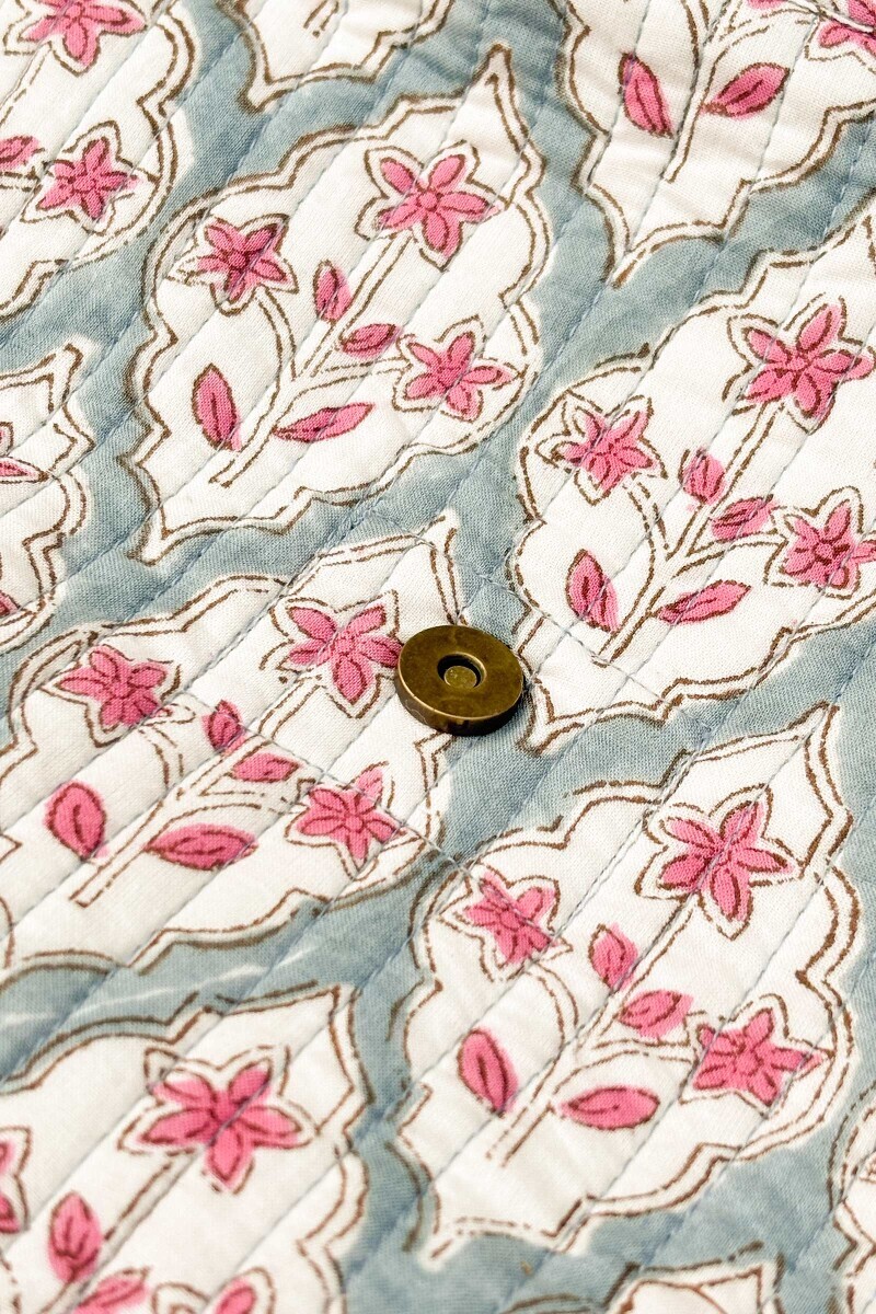 White Hand Block Printed Cotton Cross Body Bag