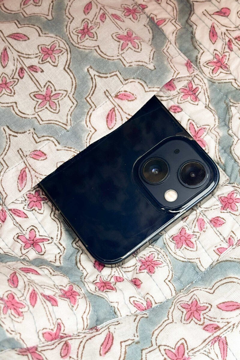 White Hand Block Printed Cotton Cross Body Bag