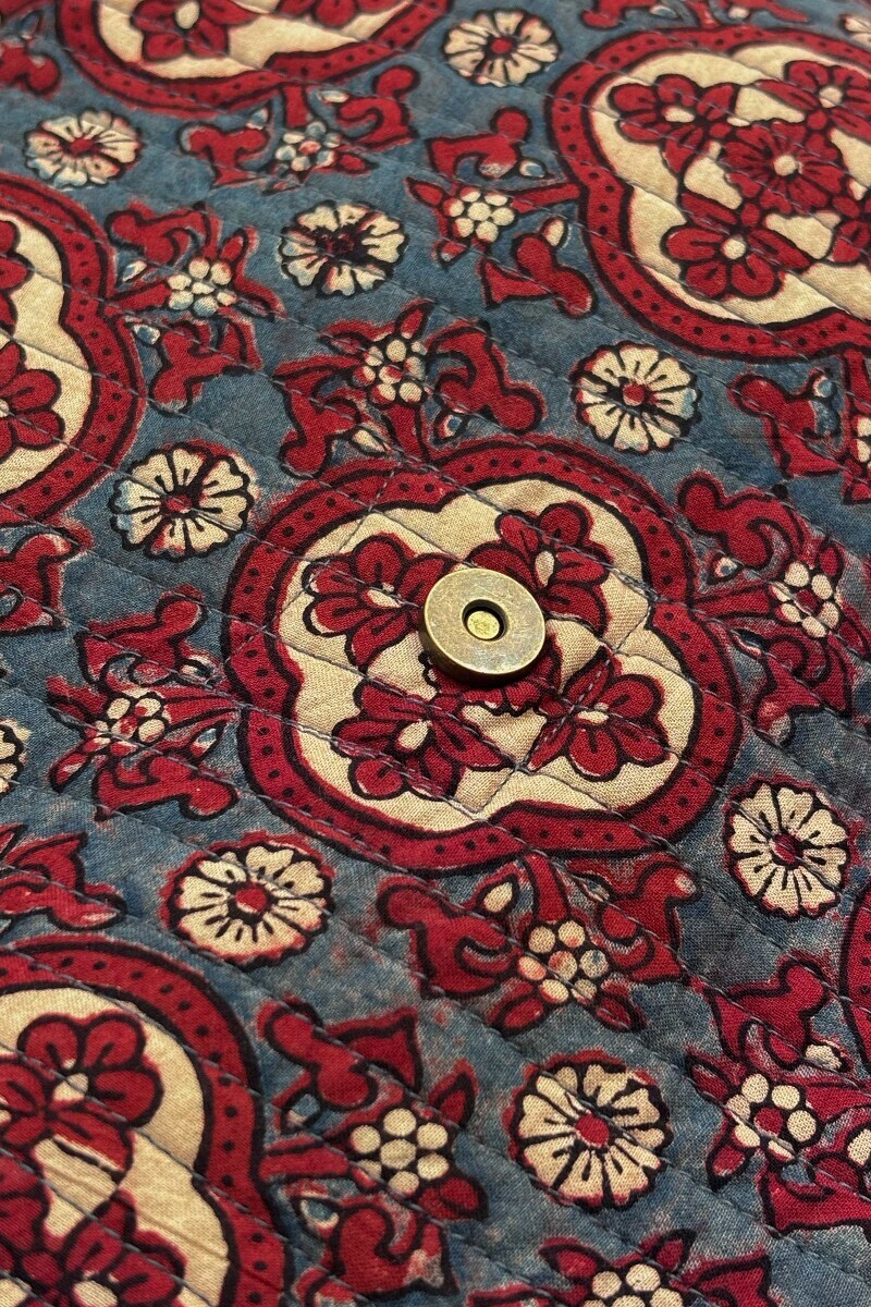 Blue Hand Block Printed Cotton Cross Body Bag