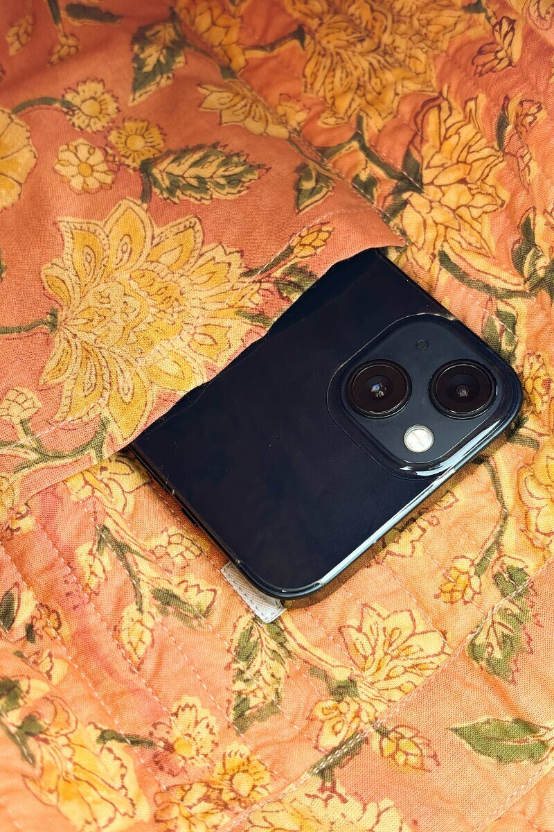 Orange Hand Block Printed Cotton Cross Body Bag