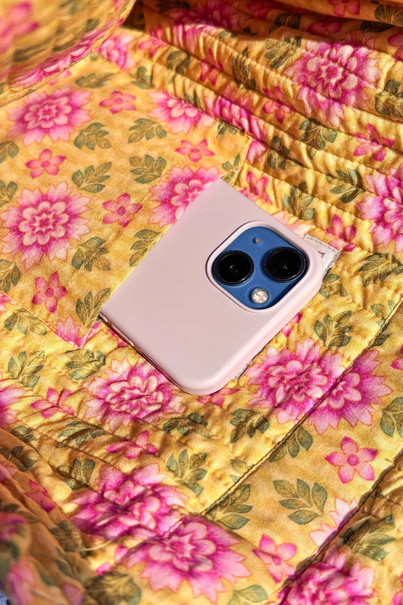 Yellow Printed Cotton Cross Body Bag