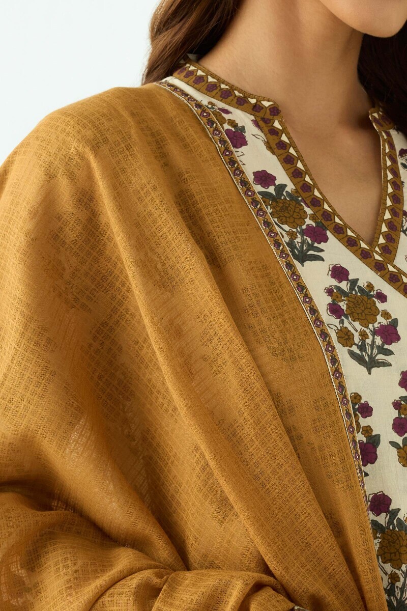 Mustard Handcrafted Kota Dupatta