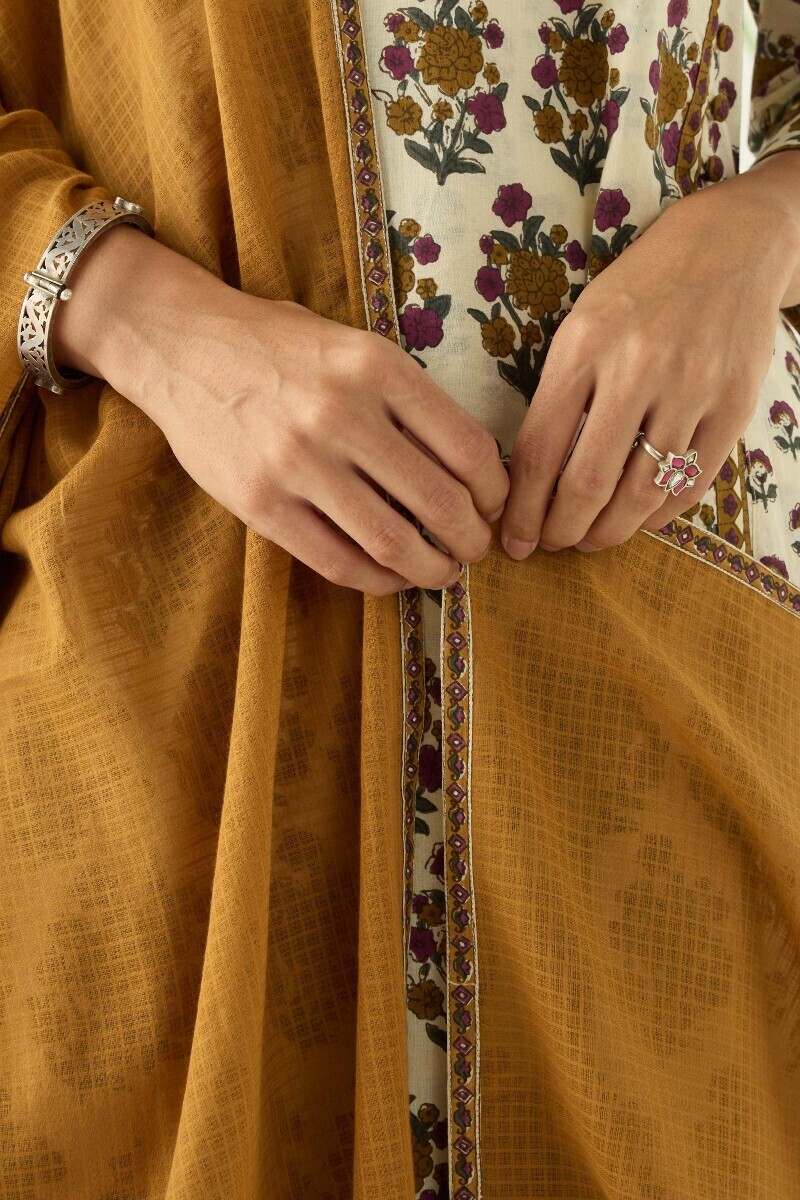 Mustard Handcrafted Kota Dupatta