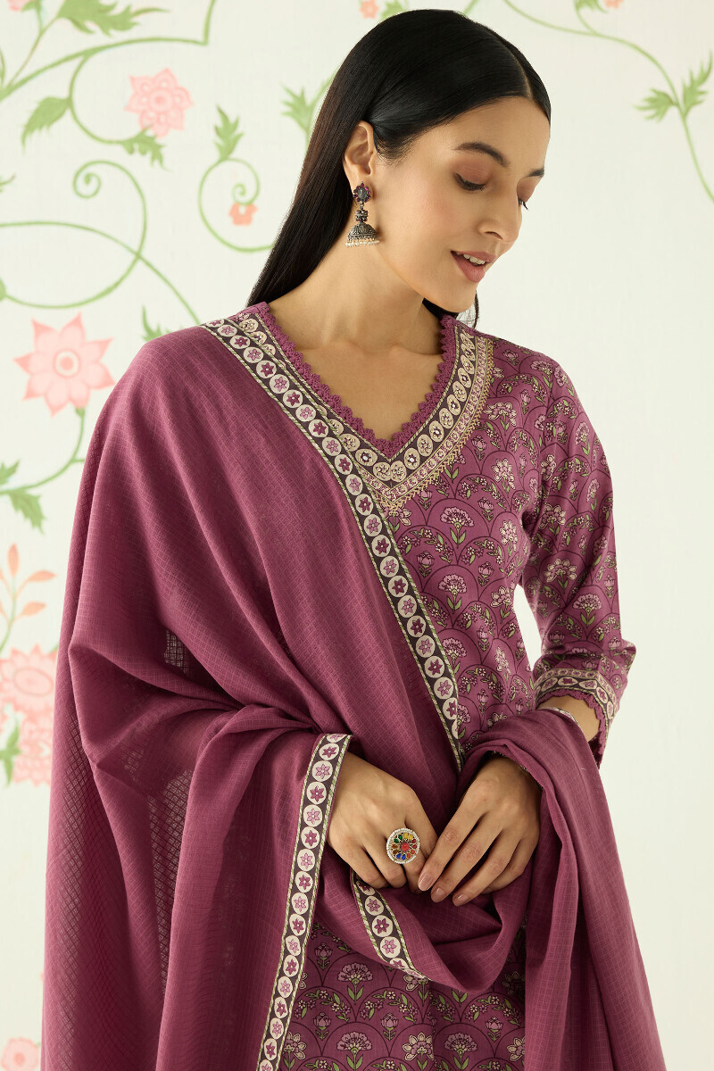 Purple Handcrafted Kota Dupatta