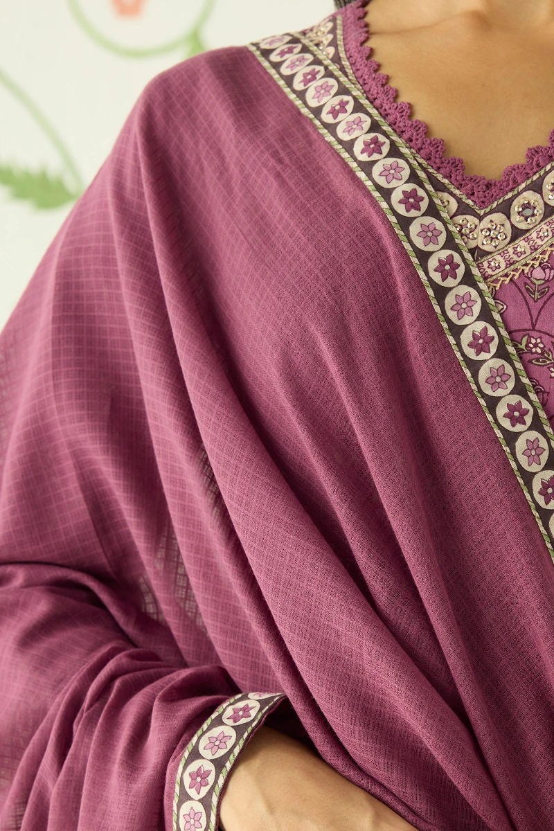 Purple Handcrafted Kota Dupatta