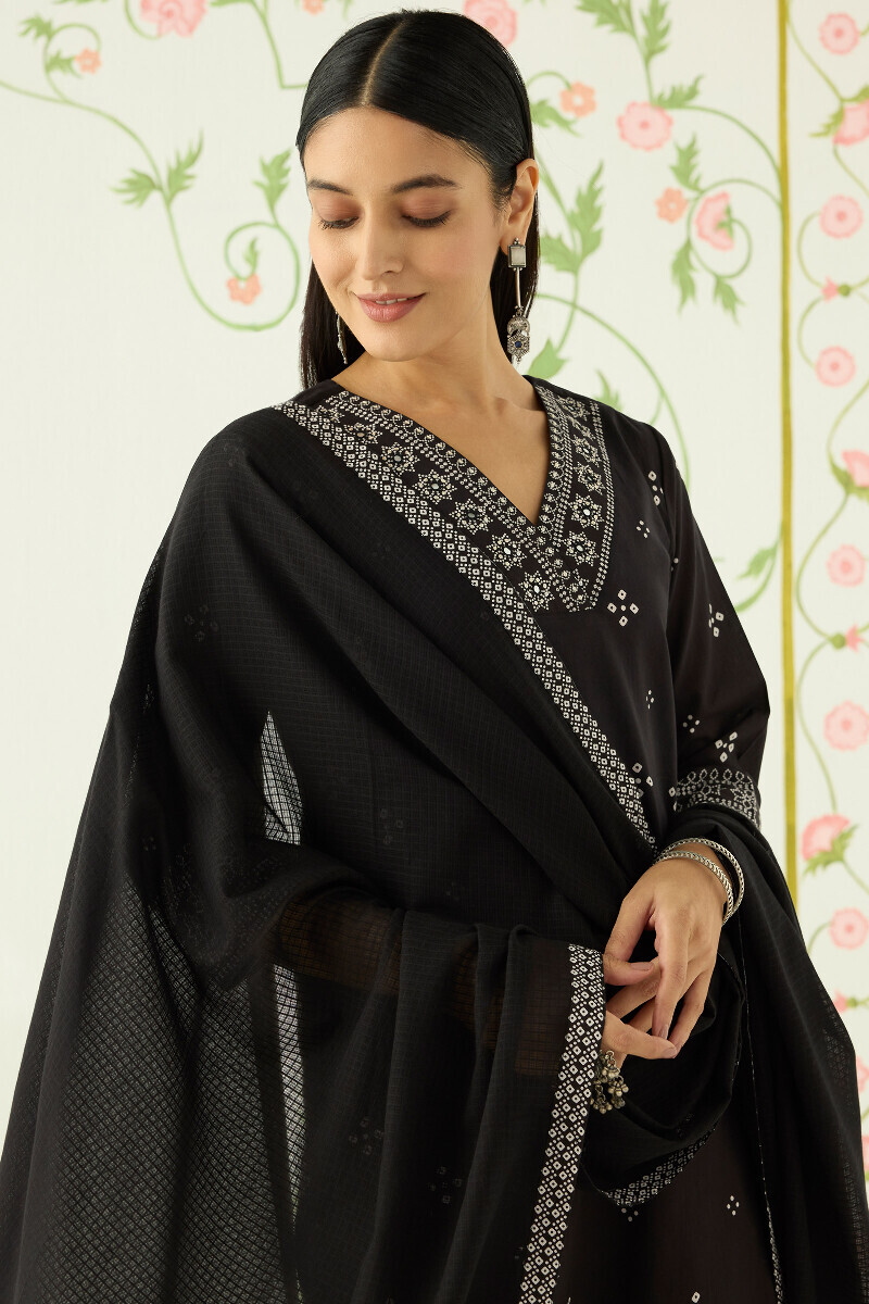 Black Handcrafted Kota Dupatta