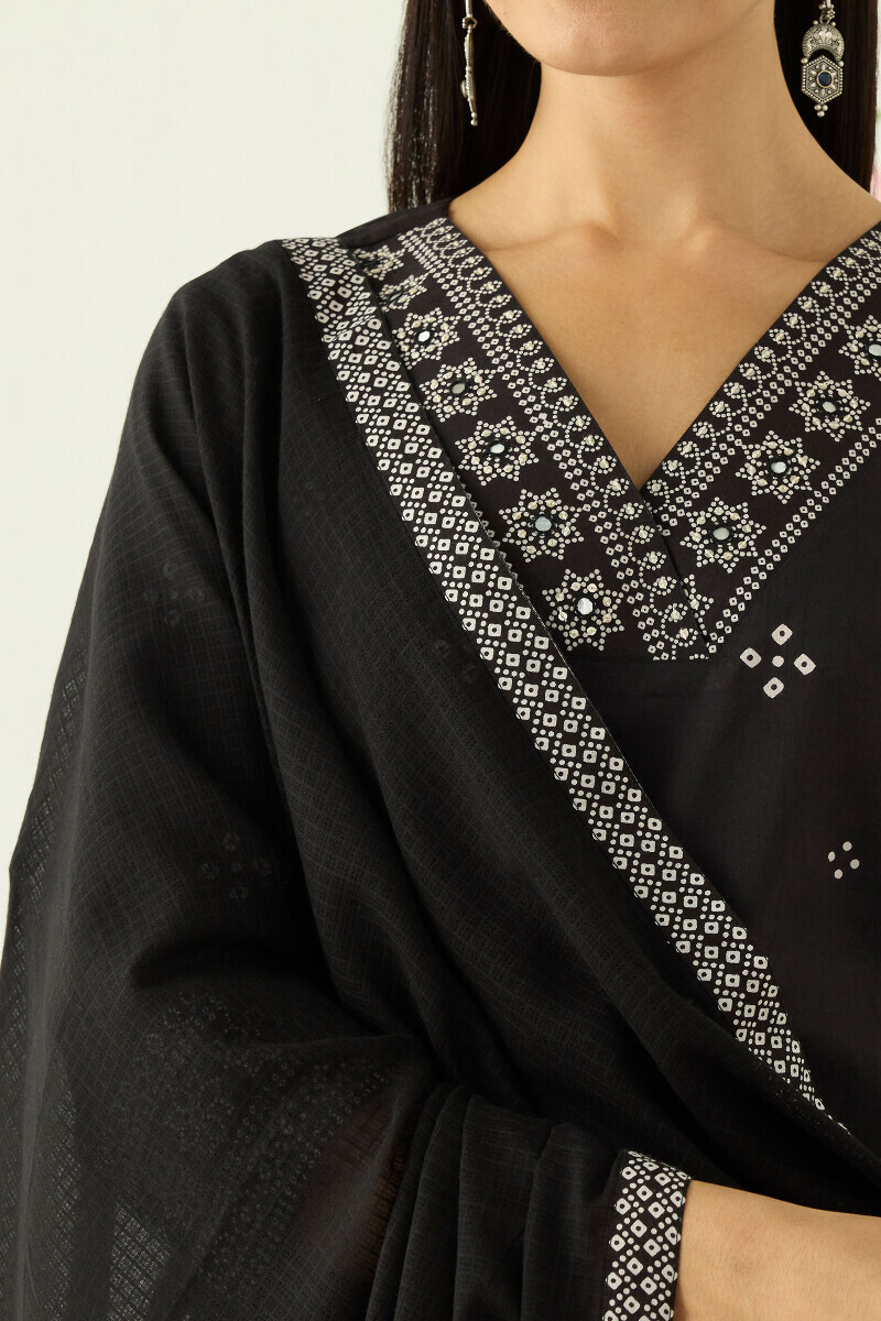 Black Handcrafted Kota Dupatta