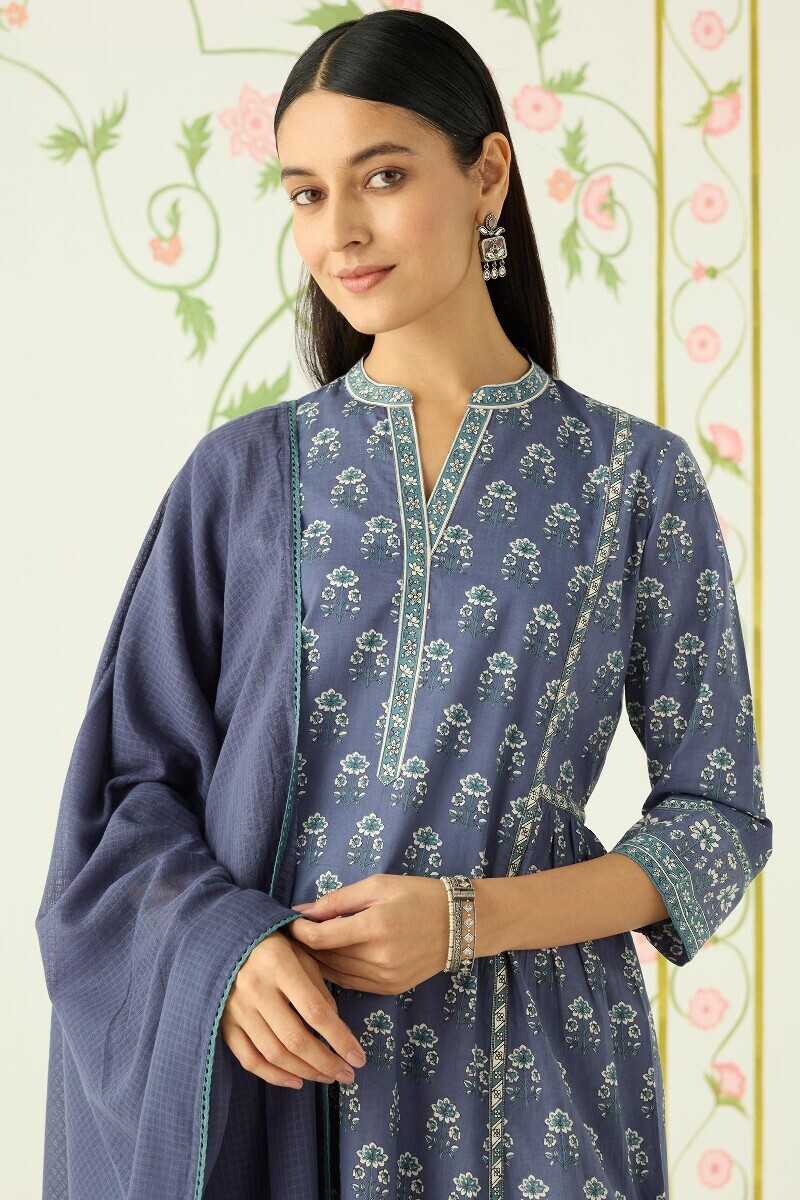 Blue Handcrafted Kota Dupatta