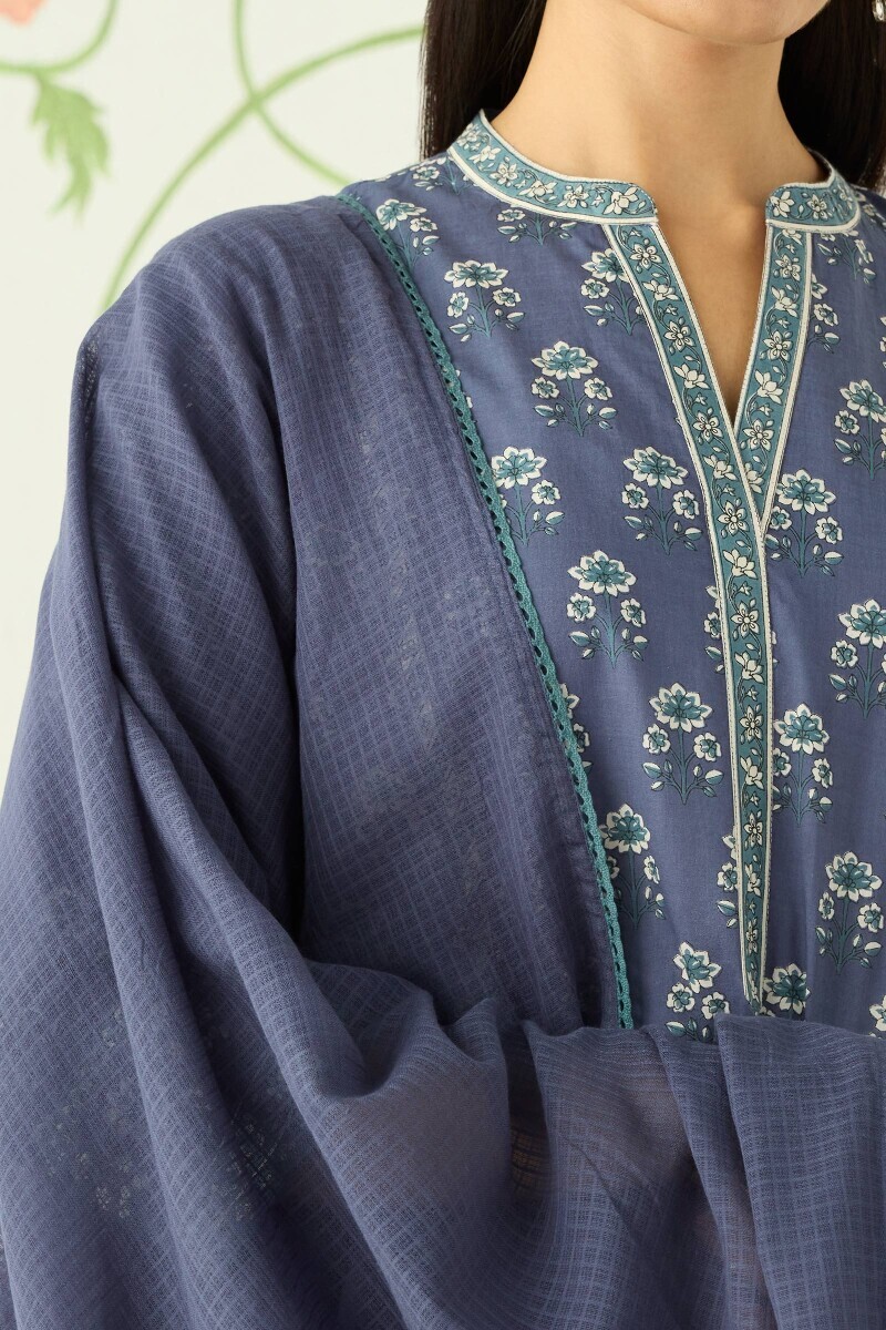 Blue Handcrafted Kota Dupatta