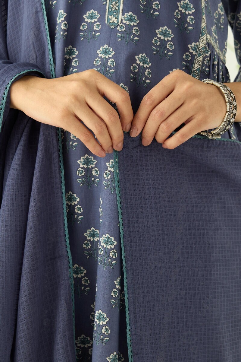 Blue Handcrafted Kota Dupatta