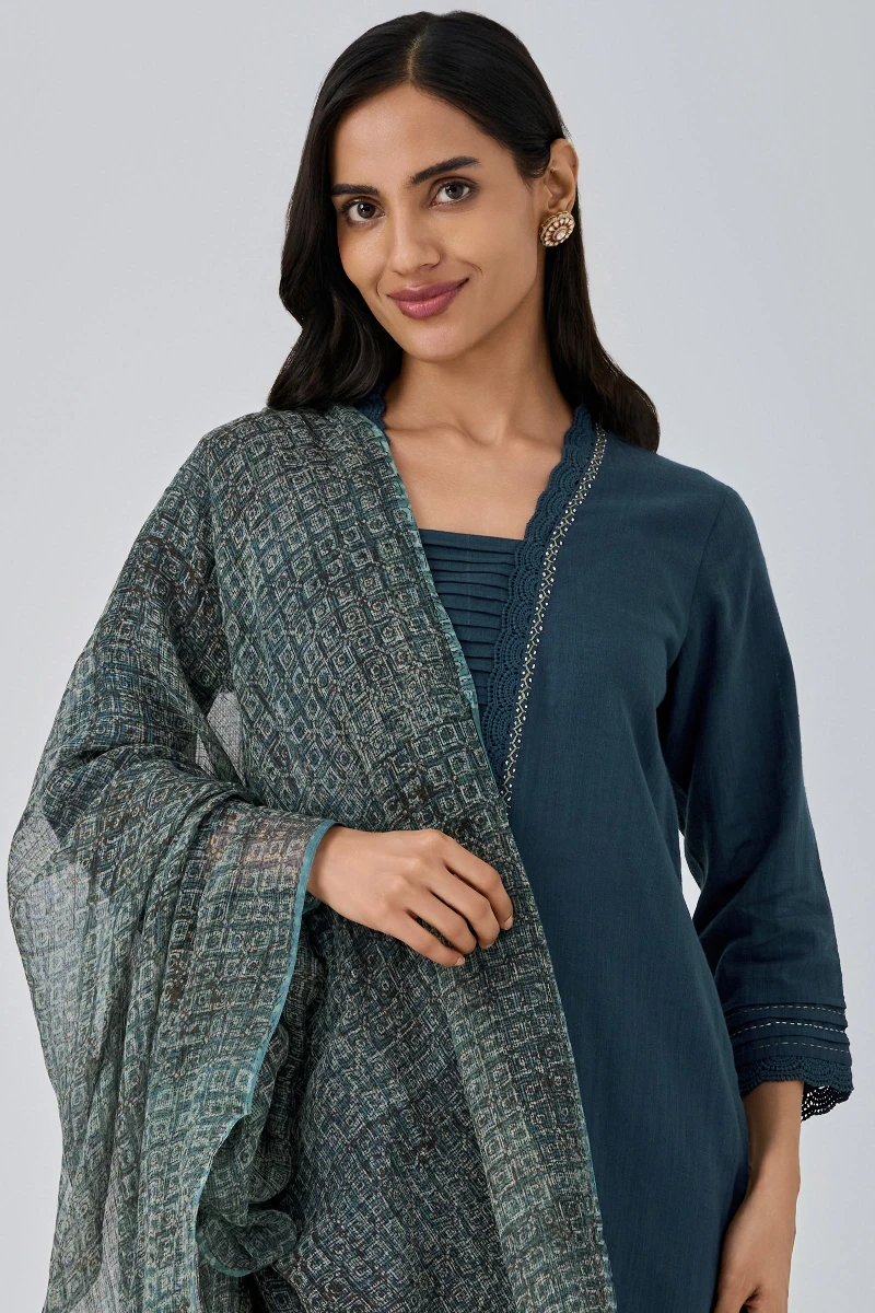 Akola Hand Block-Printed Kota Dupatta
