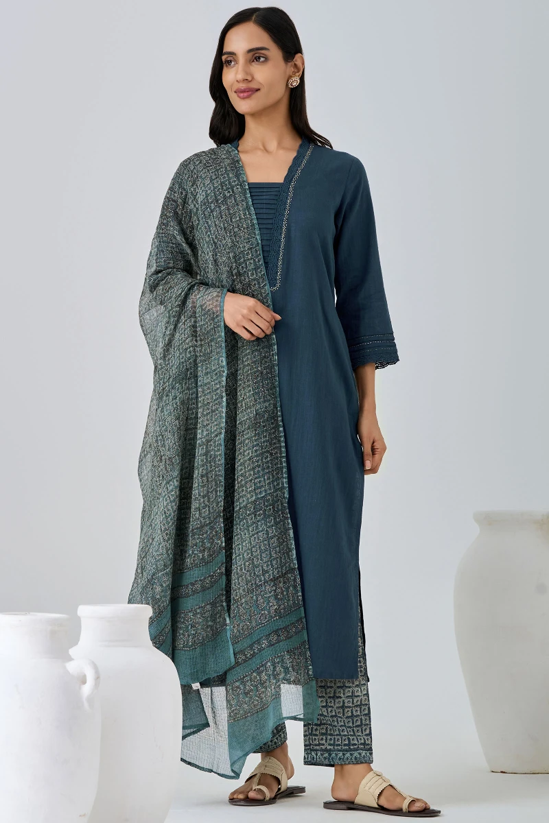 Akola Hand Block-Printed Kota Dupatta