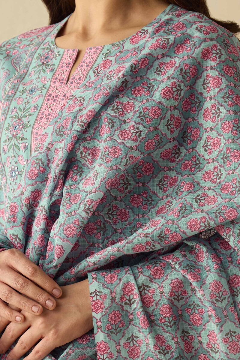 Blue Hand Printed Kota Dupatta
