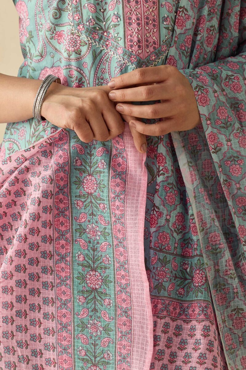 Blue Hand Printed Kota Dupatta