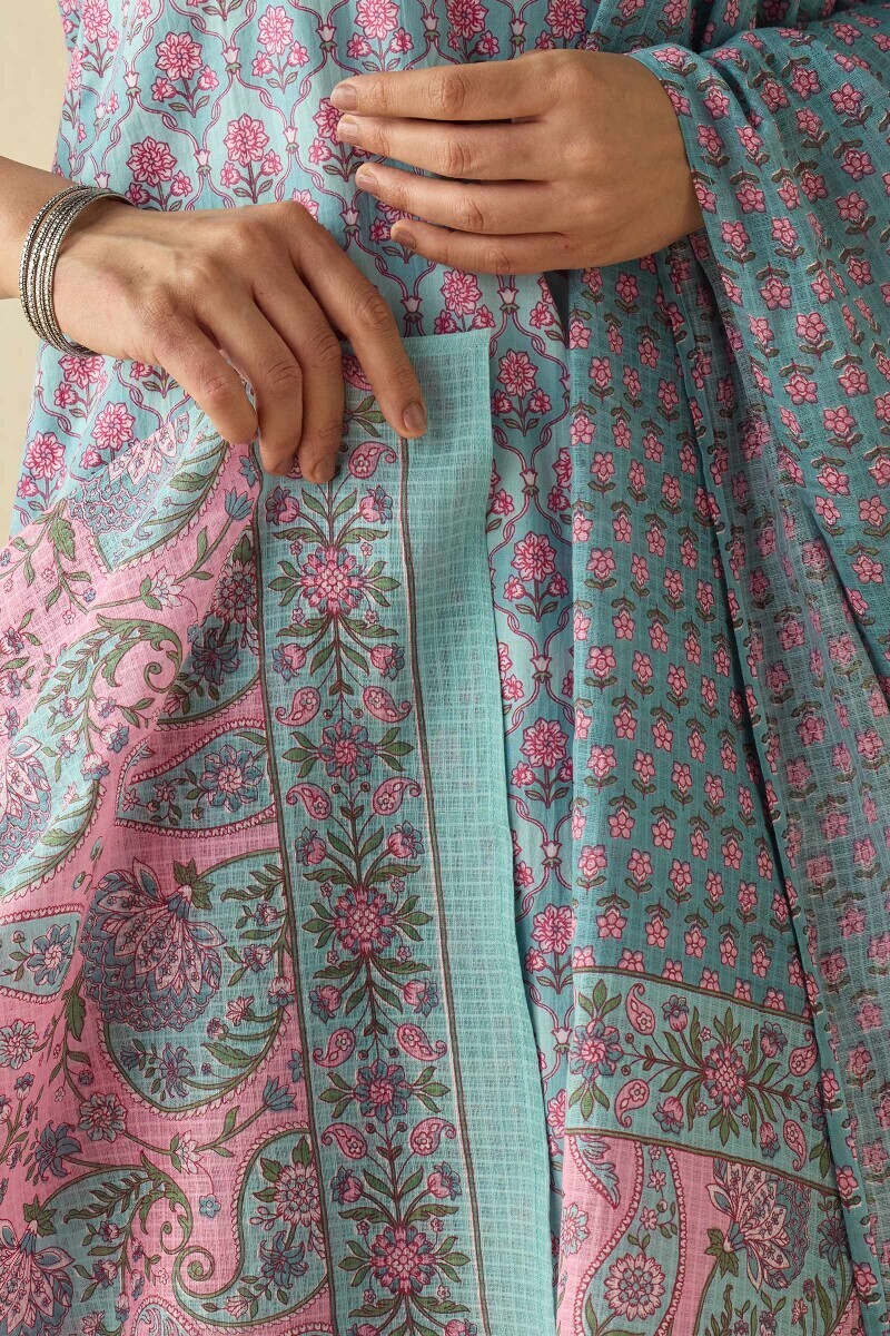 Blue Hand Printed Kota Dupatta