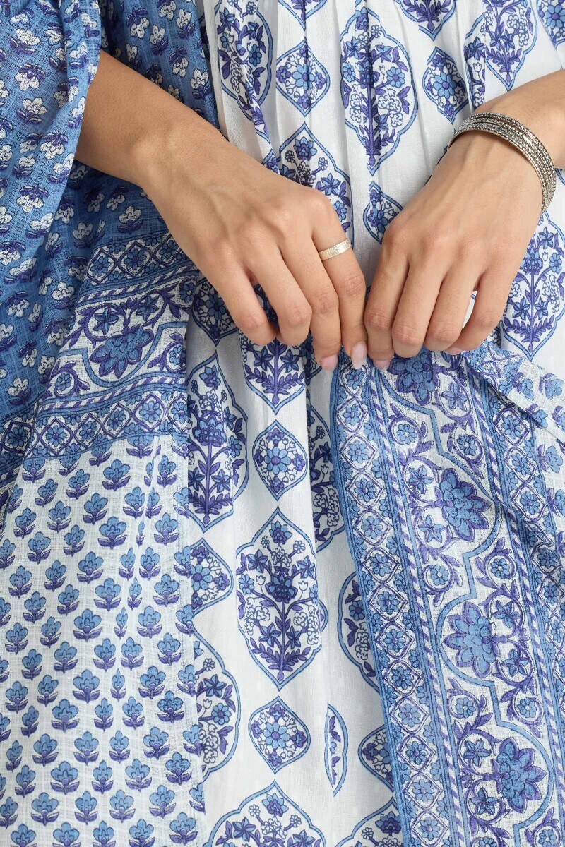 Blue Hand Printed Kota Dupatta
