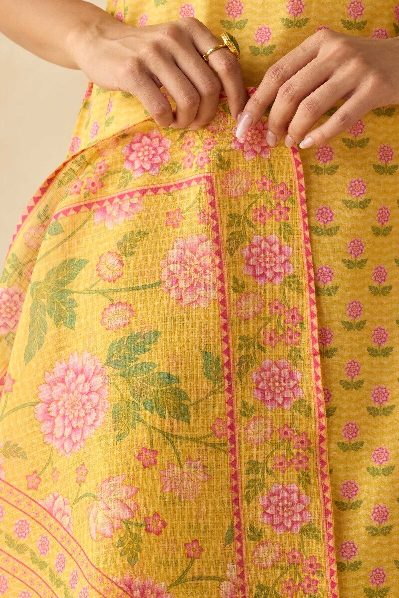 Yellow Printed Kota Dupatta