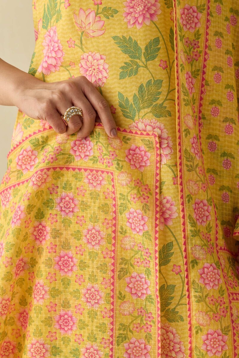Yellow Printed Kota Dupatta