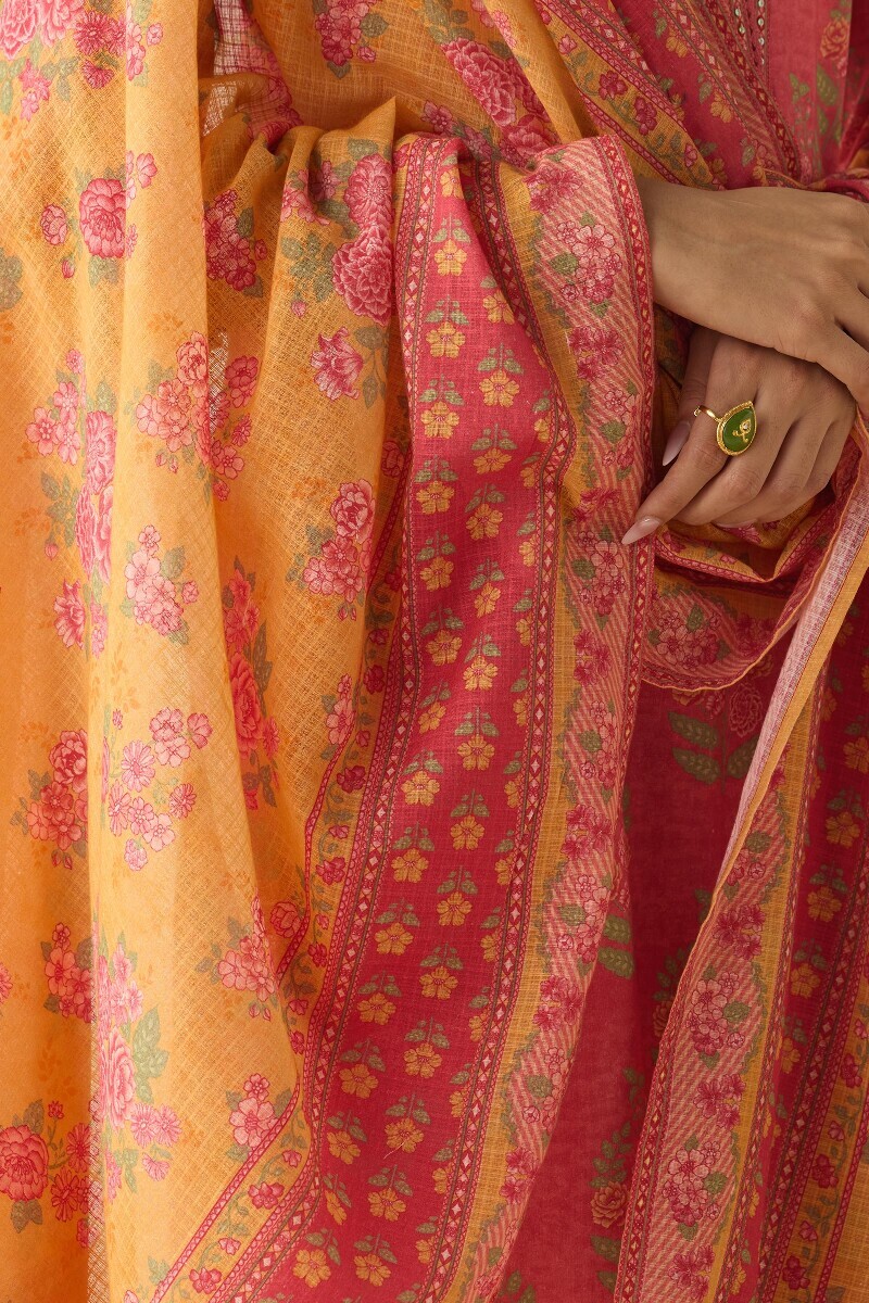 Mustard Printed Kota Dupatta