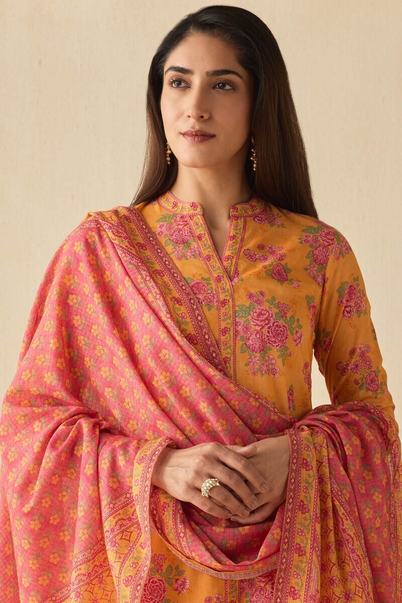 Pink Printed Kota Dupatta