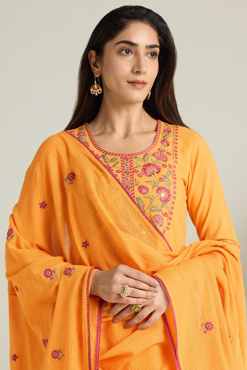 Mustard Handcrafted Kota Dupatta