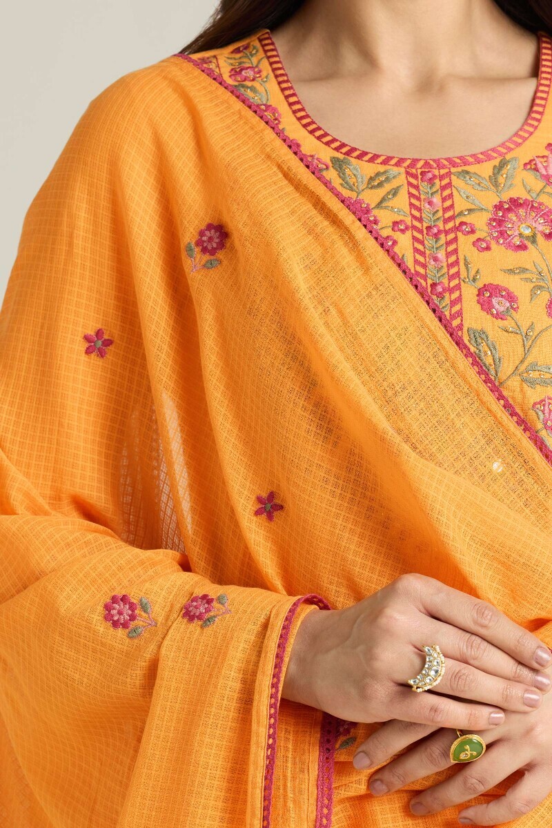 Mustard Handcrafted Kota Dupatta