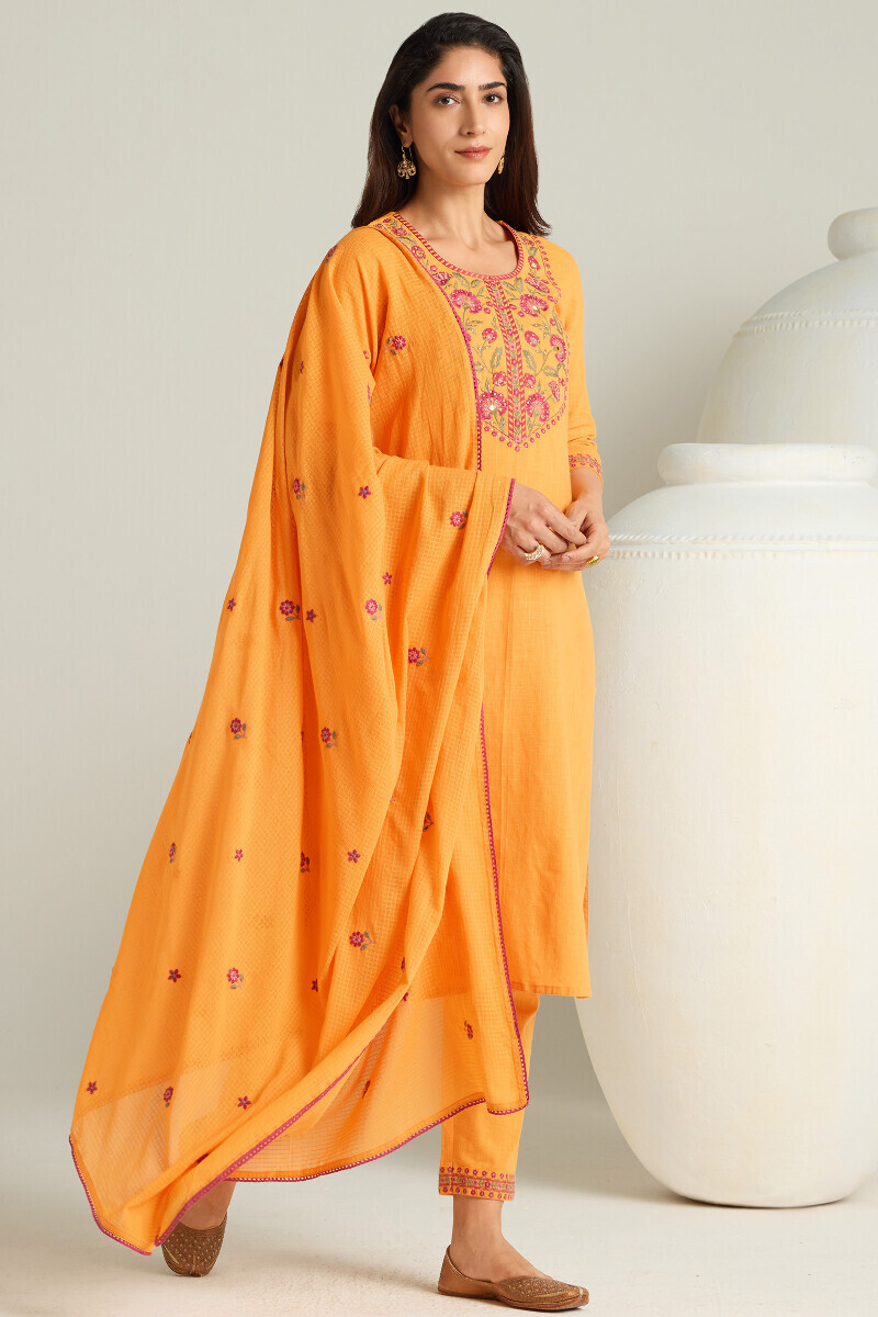 Mustard Handcrafted Kota Dupatta